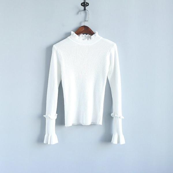 レディース　リブニット　カットソー　セーター　長袖　トップス　カジュアル　キュート　大人　可愛い　フェミニン　おしゃれ　お出かけ　オフィス　デイリー　普段着　レッド　グレー　ピンク　ホワイト　ブラック　フリーサイズ　ワンサイズ　送料無料