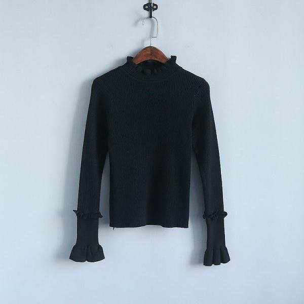 レディース　リブニット　カットソー　セーター　長袖　トップス　カジュアル　キュート　大人　可愛い　フェミニン　おしゃれ　お出かけ　オフィス　デイリー　普段着　レッド　グレー　ピンク　ホワイト　ブラック　フリーサイズ　ワンサイズ　送料無料