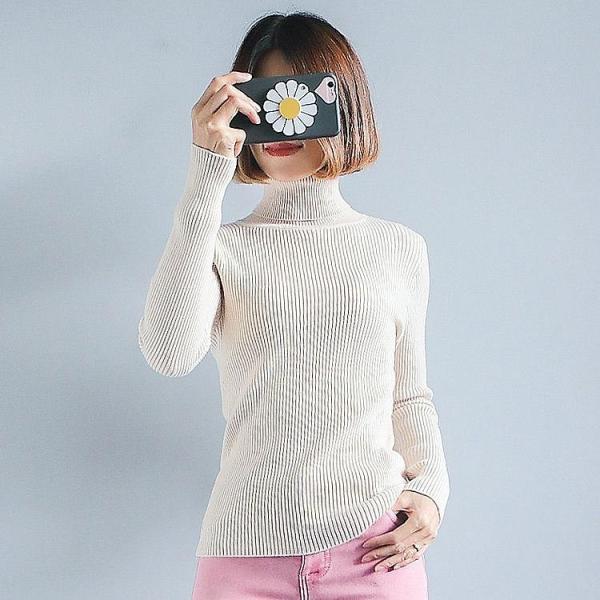 レディース　リブニット　カットソー　タートルネック　セーター　長袖　トップス　カジュアル　キュート　大人　可愛い　フェミニン　おしゃれ　お出かけ　オフィス　デイリー　普段着　ベージュ　ブルー　ホワイト　レッド　ブラック　フリーサイズ　ワンサイズ　送料無料