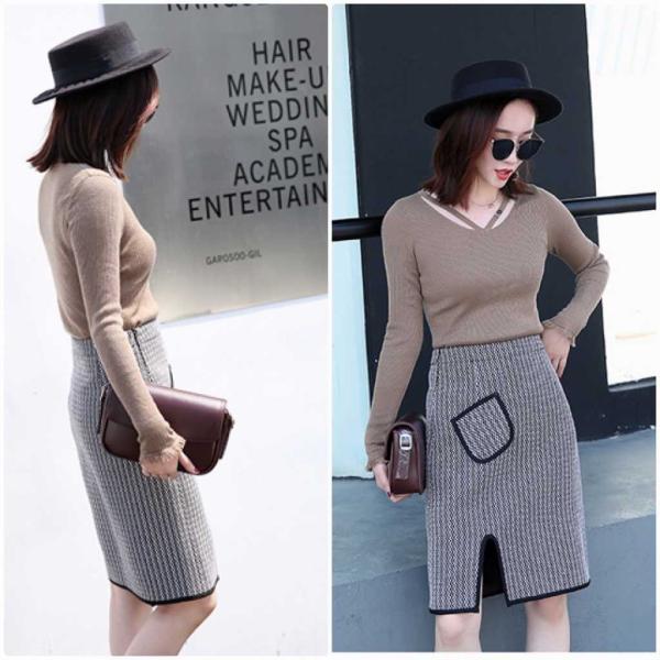 レディース　ハイウエスト　スカート　スリット　ミディ丈　ひざ丈　タイト　スリム　ボトムス　カジュアル　キュート　大人　可愛い　フェミニン　おしゃれ　お出かけ　デイリー　普段着　ブラック　M　L　XL　サイズ　送料無料