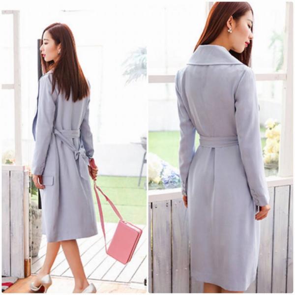 レディース　アウター　コート　リボンベルト　長袖　無地　カジュアル　キュート　大人可愛い　フェミニン　おしゃれ　お出かけ　オフィス　デート　デイリー　普段着　ブラック　ブルー　M　L　XL　送料無料