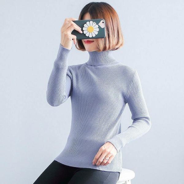 レディース　リブニット　カットソー　タートルネック　セーター　長袖　トップス　カジュアル　キュート　大人　可愛い　フェミニン　おしゃれ　お出かけ　オフィス　デイリー　普段着　ベージュ　ブルー　ホワイト　レッド　ブラック　フリーサイズ　ワンサイズ　送料無料