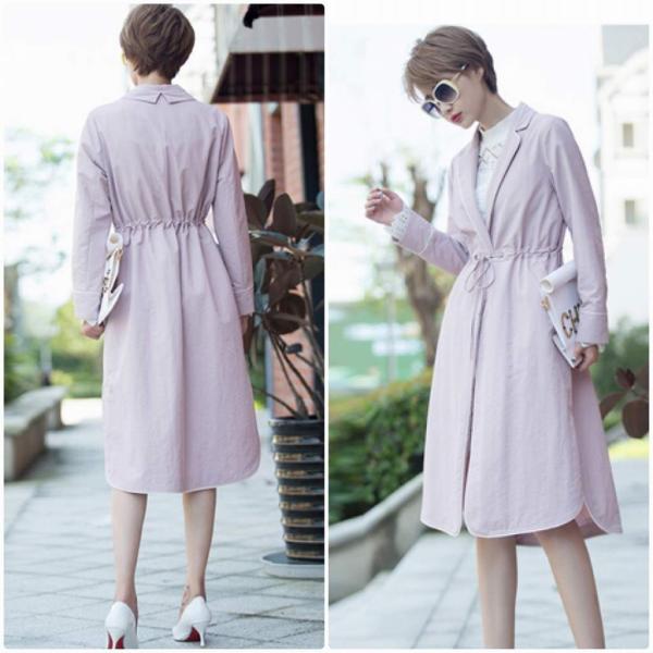 レディース　ライトアウター　コート　リボンベルト　長袖　無地　薄手　カジュアル　キュート　大人可愛い　フェミニン　おしゃれ　お出かけ　オフィス　デート　デイリー　普段着　グレー　ネイビー　M　L　XL　送料無料