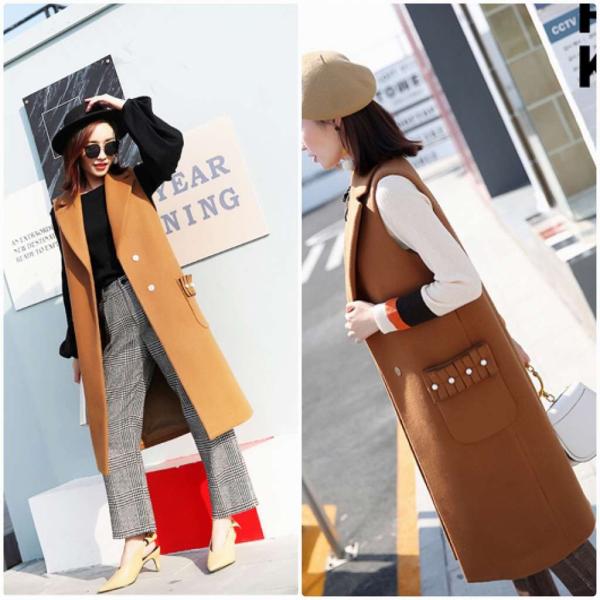 レディース　アウター　ベスト　コート　ノースリーブ　リボンベルト　長袖　無地　カジュアル　キュート　大人可愛い　フェミニン　おしゃれ　お出かけ　オフィス　デート　デイリー　普段着　ブラウン　ブラック　S　M　L　送料無料