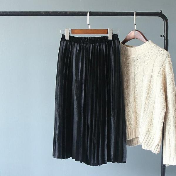 レディース　ミモレ丈　プリーツスカート　ボトムス　カジュアル　キュート　可愛い　フェミニン　きれいめ　エレガント　上品　おしゃれ　お出かけ　オフィス　デイリー　普段着　パープル　オリーブ　ブルー　カーキ　グレー　ブラック　フリーサイズ　送料無料