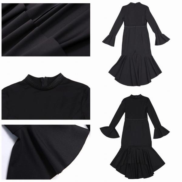 レディース　ワンピース　アシンメトリー　無地　ロング　カジュアル　キュート　大人可愛い　フェミニン　シック　おしゃれ　お出かけ　オフィス　デート　デイリー　普段着　ブラック　M　L　XL　送料無料