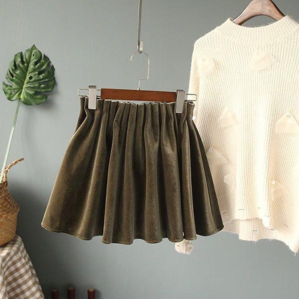 レディース　ミニ丈　ミニスカート　無地　ボトムス　カジュアル　キュート　可愛い　フェミニン　きれいめ　エレガント　上品　おしゃれ　お出かけ　オフィス　デイリー　普段着　ブラウン　オリーブ　ブラック　S　M　サイズ　送料無料