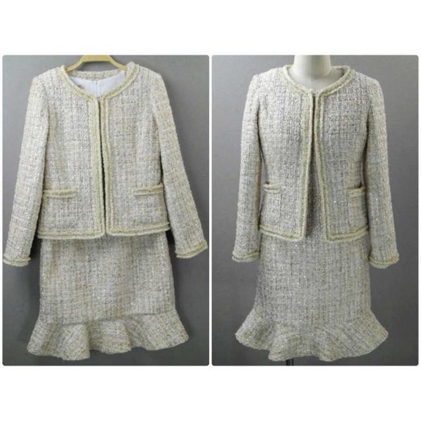 レディース　スーツ　スカート　ハイウエスト　上下セット　セットアップ　スリム　タイト　ジャケット　長袖　ボトムス　オフィス　ビジネス　きれいめ　おしゃれ　お呼ばれ　フォーマル　ベージュ　XS　S　M　L　XL　サイズ　送料無料