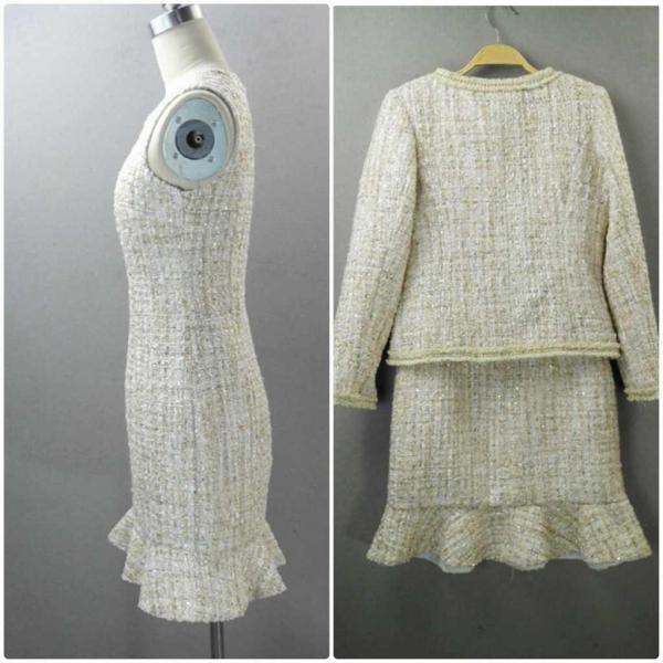 レディース　スーツ　スカート　ハイウエスト　上下セット　セットアップ　スリム　タイト　ジャケット　長袖　ボトムス　オフィス　ビジネス　きれいめ　おしゃれ　お呼ばれ　フォーマル　ベージュ　XS　S　M　L　XL　サイズ　送料無料