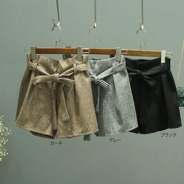 レディース　ショートパンツ　ベルト　ハイウエスト　ボトムス　カジュアル　キュート　可愛い　フェミニン　きれいめ　おしゃれ　お出かけ　デイリー　普段着　カーキ　グレー　ブラック　フリーサイズ　ワンサイズ　送料無料