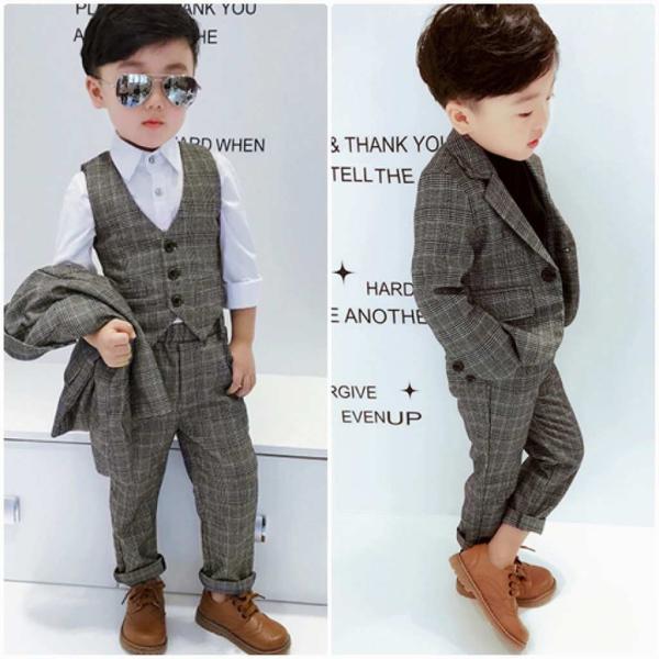 キッズ　2点セット　スーツ　ジャケット　パンツ　チェック柄　ボトムス　男の子　可愛い　キュート　子供　ジュニア　子供服　フォーマル　入園式　入学式　卒園式　卒業式　91011121314cm　サイズ　送料無料