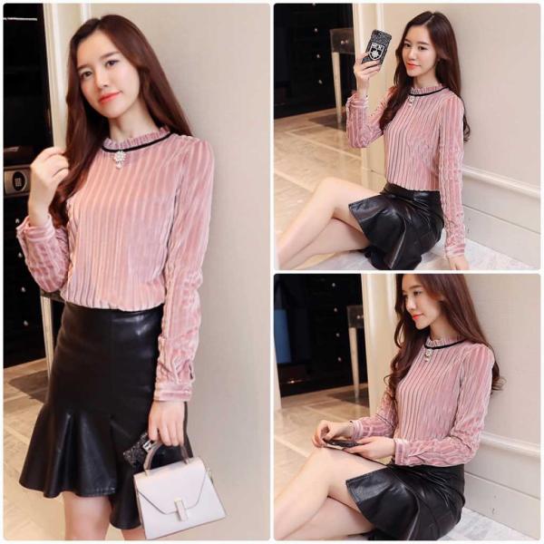 レディース　大きいサイズ　ボトルネック　ベルベット　ブラウス　シャツ　長袖　トップス　カジュアル　キュート　大人　可愛い　フェミニン　おしゃれ　お出かけ　デート　オフィス　デイリー　普段着　ピンク　S　M　L　XL　2XL　送料無料