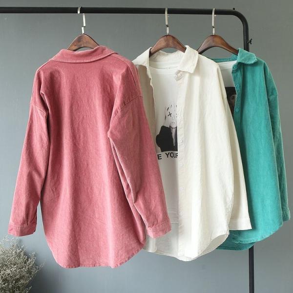 レディース　ブラウス　無地　ロング丈　シャツ　長袖　トップス　カジュアル　キュート　大人　可愛い　フェミニン　おしゃれ　お出かけ　デイリー　普段着　ホワイト　グリーン　ピンク　フリーサイズ　ワンサイズ　送料無料