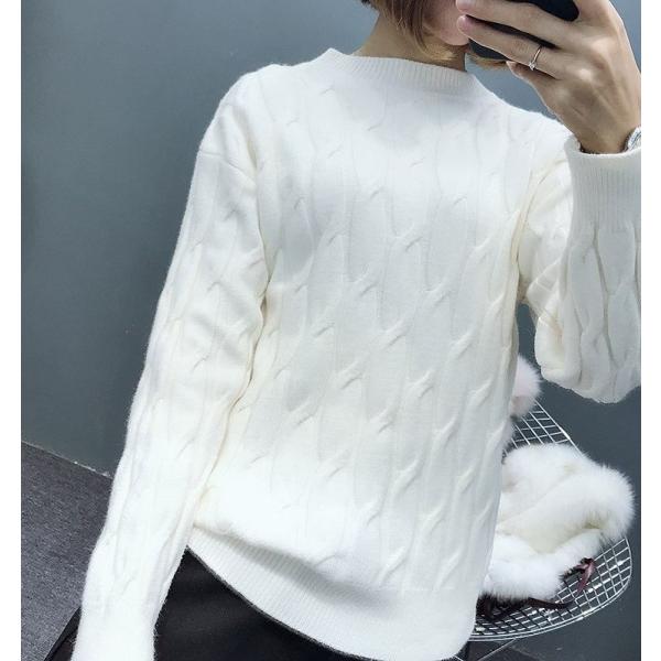 レディース　ケーブル編み　ニット　カットソー　セーター　長袖　トップス　カジュアル　キュート　大人　可愛い　フェミニン　おしゃれ　お出かけ　オフィス　デイリー　普段着　グリーン　ベージュ　ピンク　ホワイト　ブルー　フリーサイズ　ワンサイズ　送料無料