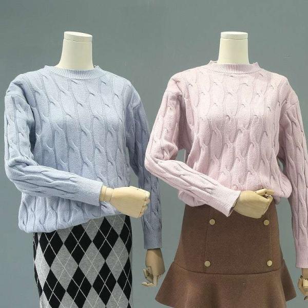 レディース　ケーブル編み　ニット　カットソー　セーター　長袖　トップス　カジュアル　キュート　大人　可愛い　フェミニン　おしゃれ　お出かけ　オフィス　デイリー　普段着　グリーン　ベージュ　ピンク　ホワイト　ブルー　フリーサイズ　ワンサイズ　送料無料