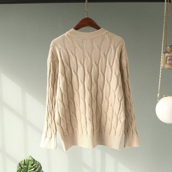 レディース　ケーブル編み　ニット　カットソー　セーター　長袖　トップス　カジュアル　キュート　大人　可愛い　フェミニン　おしゃれ　お出かけ　オフィス　デイリー　普段着　グリーン　ベージュ　ピンク　ホワイト　ブルー　フリーサイズ　ワンサイズ　送料無料