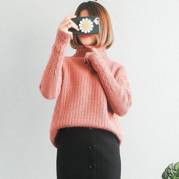 レディース　リブニット　セーター　ハイネック　長袖　トップス　カジュアル　キュート　大人　可愛い　フェミニン　おしゃれ　お出かけ　オフィス　デイリー　普段着　レッド　ベージュ　グリーン　イエロー　ホワイト　ブルー　フリーサイズ　ワンサイズ　送料無料