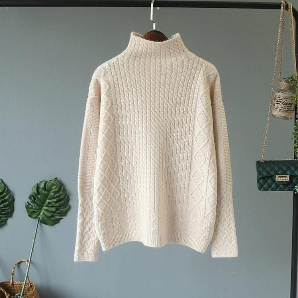 レディース　リブニット　セーター　ハイネック　長袖　トップス　カジュアル　キュート　大人　可愛い　フェミニン　おしゃれ　お出かけ　オフィス　デイリー　普段着　レッド　ベージュ　グリーン　イエロー　ホワイト　ブルー　フリーサイズ　ワンサイズ　送料無料