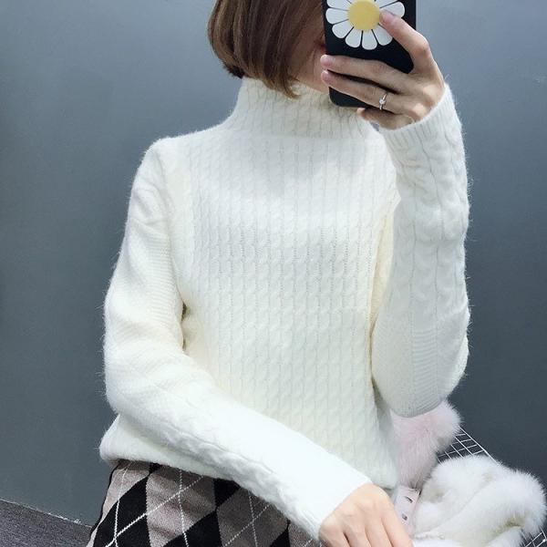 レディース　リブニット　セーター　ハイネック　長袖　トップス　カジュアル　キュート　大人　可愛い　フェミニン　おしゃれ　お出かけ　オフィス　デイリー　普段着　レッド　ベージュ　グリーン　イエロー　ホワイト　ブルー　フリーサイズ　ワンサイズ　送料無料