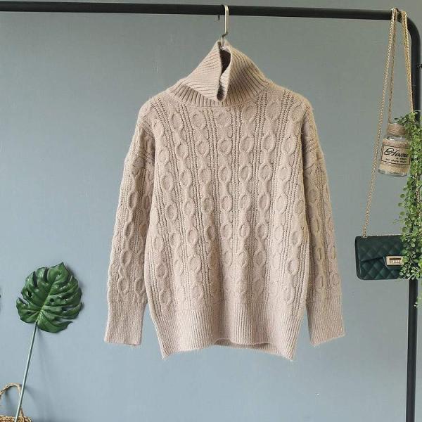 レディース　ケーブルニット　セーター　ハイネック　長袖　トップス　カジュアル　キュート　大人　可愛い　フェミニン　おしゃれ　お出かけ　オフィス　デイリー　普段着　レッド　ベージュ　グリーン　イエロー　ブルー　ホワイト　フリーサイズ　ワンサイズ　送料無料