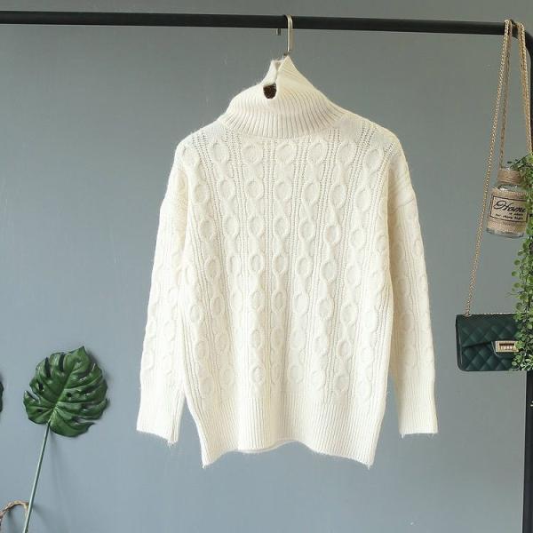 レディース　ケーブルニット　セーター　ハイネック　長袖　トップス　カジュアル　キュート　大人　可愛い　フェミニン　おしゃれ　お出かけ　オフィス　デイリー　普段着　レッド　ベージュ　グリーン　イエロー　ブルー　ホワイト　フリーサイズ　ワンサイズ　送料無料