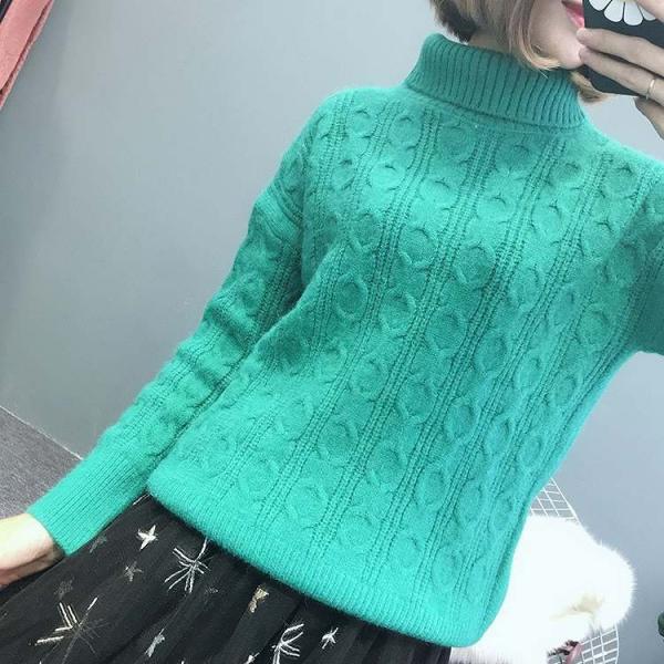 レディース　ケーブルニット　セーター　ハイネック　長袖　トップス　カジュアル　キュート　大人　可愛い　フェミニン　おしゃれ　お出かけ　オフィス　デイリー　普段着　レッド　ベージュ　グリーン　イエロー　ブルー　ホワイト　フリーサイズ　ワンサイズ　送料無料