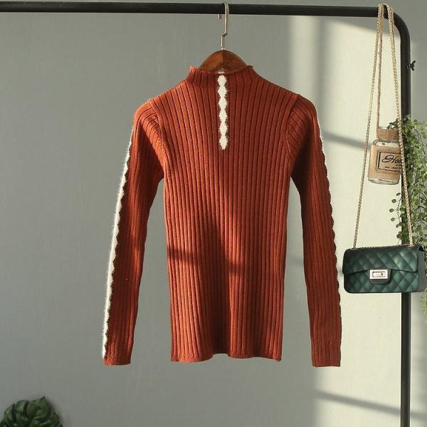 レディース　リブニット　セーター　ハイネック　長袖　トップス　カジュアル　キュート　大人　可愛い　フェミニン　おしゃれ　お出かけ　オフィス　デイリー　普段着　ホワイト　ブラウン　ベージュ　ブラック　フリーサイズ　ワンサイズ　送料無料