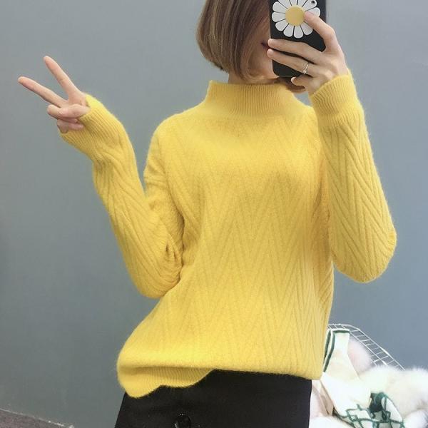 レディース　ケーブルニット　セーター　ハイネック　長袖　トップス　カジュアル　キュート　大人　可愛い　フェミニン　おしゃれ　お出かけ　オフィス　デイリー　普段着　レッド　ホワイト　ピンク　ブルー　ベージュ　グリーン　イエロー　フリーサイズ　送料無料