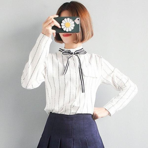 レディース　ブラウス　リボン　シャツ　長袖　トップス　カジュアル　キュート　大人　可愛い　フェミニン　おしゃれ　お出かけ　デイリー　普段着　ホワイト　ピンク　イエロー　レッド　フリーサイズ　ワンサイズ　送料無料
