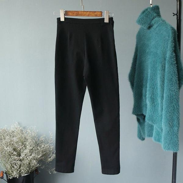 レディース　ハイウエスト　パンツ　ダブルブレスト　裏地フリース　ボトムス　カジュアル　キュート　可愛い　フェミニン　きれいめ　おしゃれ　お出かけ　デイリー　普段着　ブラック　Ｓ　M　L　サイズ　送料無料