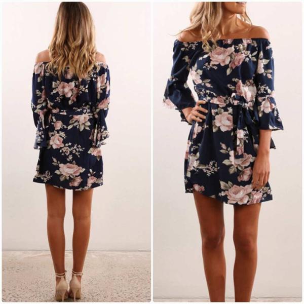 レディース　大きいサイズ　ワンピース　キャンディスリーブ　ボリュームスリーブ　花柄　ボタニカル柄　春　夏　カジュアル　キュート　可愛い　フェミニン　きれいめ　上品　エレガント　おしゃれ　お出かけ　デイリー　普段着　ネイビー　ブラック　2XL　3XL　送料無料