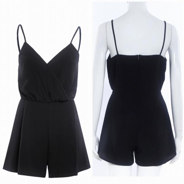 レディース　サロペット　ワンピース風　オールインワン　パンツ　無地　ボトムス　カジュアル　キュート　可愛い　フェミニン　セクシー　おしゃれ　お出かけ　デイリー　普段着　ブラック　S　M　L　XL　サイズ　送料無料