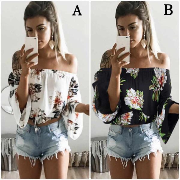 レディース　大きいサイズ　ボタニカル柄　花柄　ボリュームスリーブ　フレアスリーブ　オフショルダー　春　夏　トップス　カジュアル　キュート　大人　可愛い　フェミニン　おしゃれ　お出かけ　普段着　デイリー　ホワイト　ブラック　2XL　3XL　送料無料