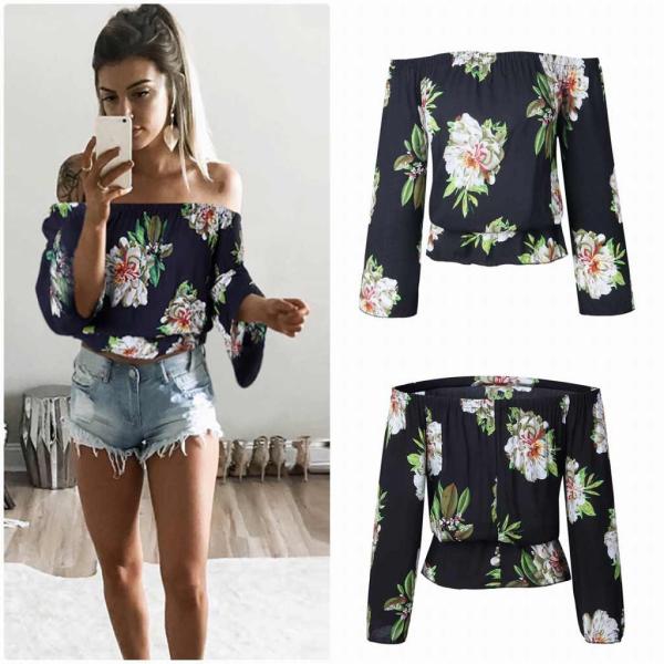 レディース　大きいサイズ　ボタニカル柄　花柄　ボリュームスリーブ　フレアスリーブ　オフショルダー　春　夏　トップス　カジュアル　キュート　大人　可愛い　フェミニン　おしゃれ　お出かけ　普段着　デイリー　ホワイト　ブラック　2XL　3XL　送料無料