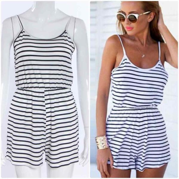 レディース　サロペット　オールインワン　パンツ　ボーダー　ボトムス　カジュアル　キュート　可愛い　フェミニン　おしゃれ　お出かけ　デイリー普段着　セクシー　春　夏　海　ホワイト　S　M　L　XL　サイズ　送料無料