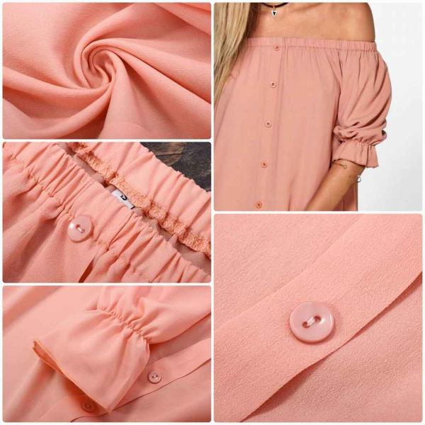 レディース　ワンピース　オフショルダー　パフスリーブ　ボリュームスリーブ　無地　春　夏　カジュアル　キュート　可愛い　フェミニン　きれいめ　上品　エレガント　おしゃれ　お出かけ　ブルー　ピンク　ブラック　オリーブ　S　M　L　XL　サイズ　送料無料