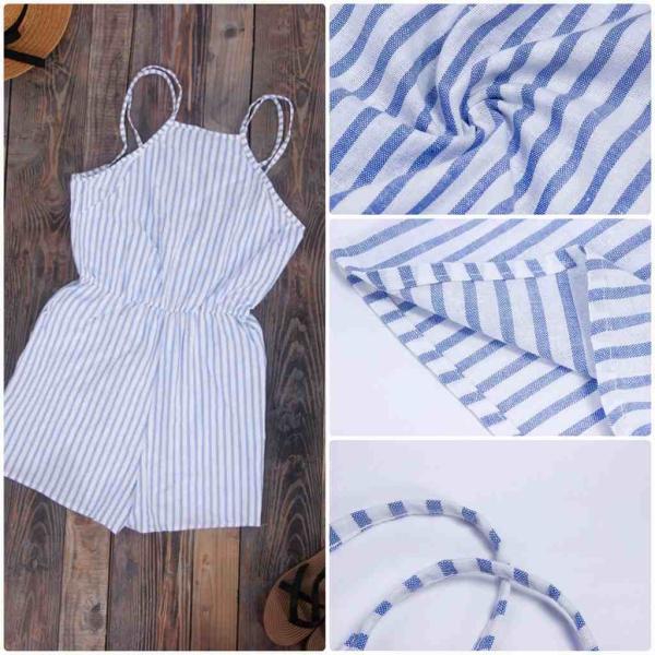 レディース　サロペット　オールインワン　ホルターネック　ストライプ　パンツ　ボーダー　ボトムス　カジュアル　キュート　可愛い　フェミニン　おしゃれ　お出かけ　デイリー普段着　セクシー　春　夏　海　ブルー　S　M　L　XL　サイズ　送料無料