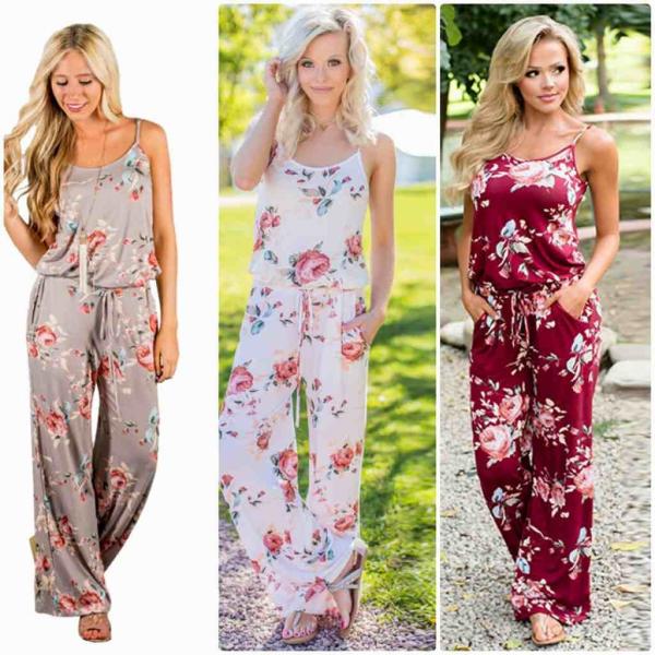 レディース　サロペット　オールインワン　花柄　ボタニカル柄　パンツ　ボーダー　ボトムス　カジュアル　キュート　可愛い　フェミニン　おしゃれ　お出かけ　デイリー　普段着　セクシー　春　夏　海　レッド　ブラック　ネイビー　ホワイト　グレー　送料無料