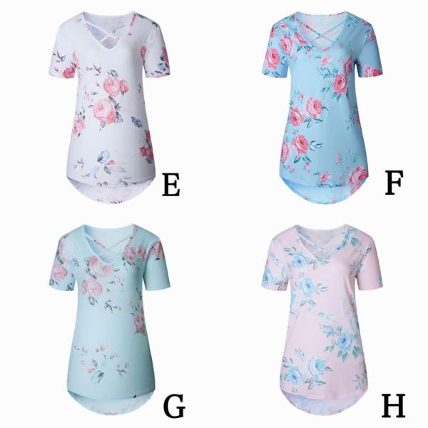 レディース　大きいサイズ　ブラウス　ロング丈　半袖　花柄　ボタニカル柄　シャツ　シンプル　トップス　カジュアル　キュート　大人　可愛い　フェミニン　おしゃれ　お出かけ　デイリー　オフィス　普段着　ネイビー　ブラック　ピンク　ホワイト　ブルー　送料無料