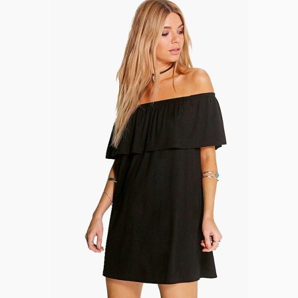 レディース　ワンピース　オフショルダー　膝上丈　無地　フレア　ふんわり　カジュアル　大人可愛い　セクシー　キュート　フェミニン　おしゃれ　デイリー　お出かけ　デート　ベージュ　ブラック　ピンク　S　M　L　XL　送料無料