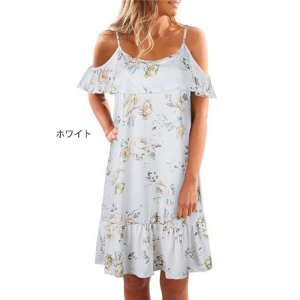 レディース　ノースリーブ　ワンピース　サマードレス　オープンショルダー　ラウンドネック　膝上丈　花柄　プリント　総柄　カジュアル　大人可愛い　キュート　おしゃれ　お出かけ　デート　デイリー　ブラック　ネイビー　ホワイト　S　M　L　XL　2XL　3XL　送料無料