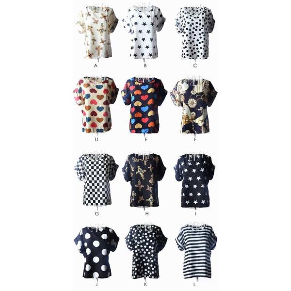 レディース　トップス　Tシャツ　カットソー　半袖　クルーネック　クロス　星柄　ハート　チェック　ボーダー　ストライプ　プリント　総柄　カジュアル　大人可愛い　キュート　フェミニン　おしゃれ　ホワイト　ブラック　ネイビー　S　M　L　XL　2XL　送料無料
