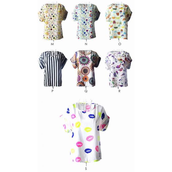 レディース　トップス　Tシャツ　カットソー　半袖　クルーネック　クロス　星柄　ハート　チェック　ボーダー　ストライプ　プリント　総柄　カジュアル　大人可愛い　キュート　フェミニン　おしゃれ　ホワイト　ブラック　ネイビー　S　M　L　XL　2XL　送料無料