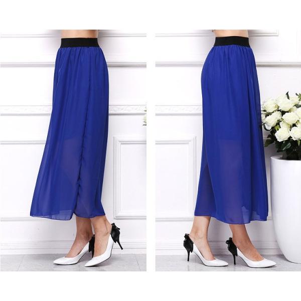 レディース　ボトムス　シフォン　スカート　無地　ミモレ丈　裏地　カジュアル　大人可愛い　キュート　フェミニン　おしゃれ　ホワイト　ブルー　ネイビー　レッド　グリーン　ブラック　イエロー　オレンジ　ブラウン　ピンク　パープル　グレー　F　送料無料