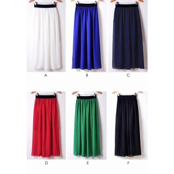 レディース　ボトムス　シフォン　スカート　無地　ミモレ丈　裏地　カジュアル　大人可愛い　キュート　フェミニン　おしゃれ　ホワイト　ブルー　ネイビー　レッド　グリーン　ブラック　イエロー　オレンジ　ブラウン　ピンク　パープル　グレー　F　送料無料