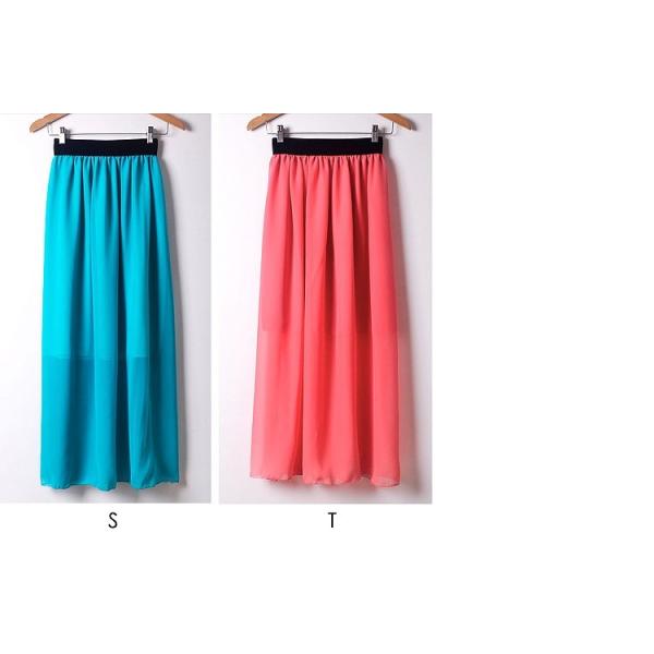 レディース　ボトムス　シフォン　スカート　無地　ミモレ丈　裏地　カジュアル　大人可愛い　キュート　フェミニン　おしゃれ　ホワイト　ブルー　ネイビー　レッド　グリーン　ブラック　イエロー　オレンジ　ブラウン　ピンク　パープル　グレー　F　送料無料