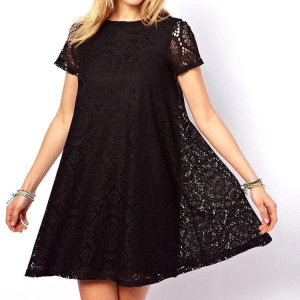 レディース　ワンピース　半袖　総レース　クルーネック　膝上丈　無地　カジュアル　セクシー　大人可愛い　キュート　フェミニン　おしゃれ　デイリー　お出かけ　デート　グリーン　ホワイト　レッド　ブラック　ネイビー　S　M　L　XL　2XL　3XL　4XL　送料無料