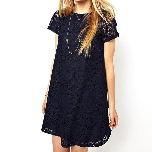レディース　ワンピース　半袖　総レース　クルーネック　膝上丈　無地　カジュアル　セクシー　大人可愛い　キュート　フェミニン　おしゃれ　デイリー　お出かけ　デート　グリーン　ホワイト　レッド　ブラック　ネイビー　S　M　L　XL　2XL　3XL　4XL　送料無料