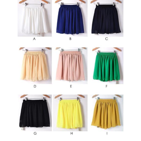 レディース　ボトムス　シフォン　スカート　無地　膝上丈　フレア　裏地　カジュアル　大人可愛い　キュート　ホワイト　ブルー　ブラック　ベージュ　ピンク　グリーン　イエロー　ブラウン　ワイン　オレンジ　ピンク　グレー　パープル　ブラック　F　送料無料