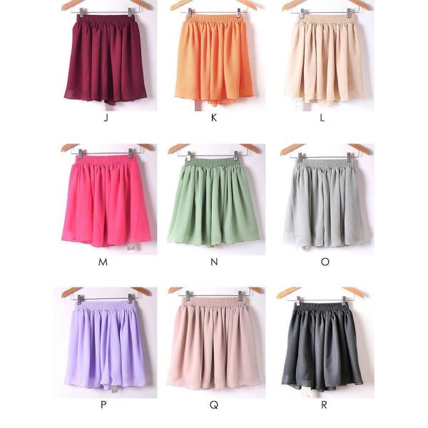 レディース　ボトムス　シフォン　スカート　無地　膝上丈　フレア　裏地　カジュアル　大人可愛い　キュート　ホワイト　ブルー　ブラック　ベージュ　ピンク　グリーン　イエロー　ブラウン　ワイン　オレンジ　ピンク　グレー　パープル　ブラック　F　送料無料